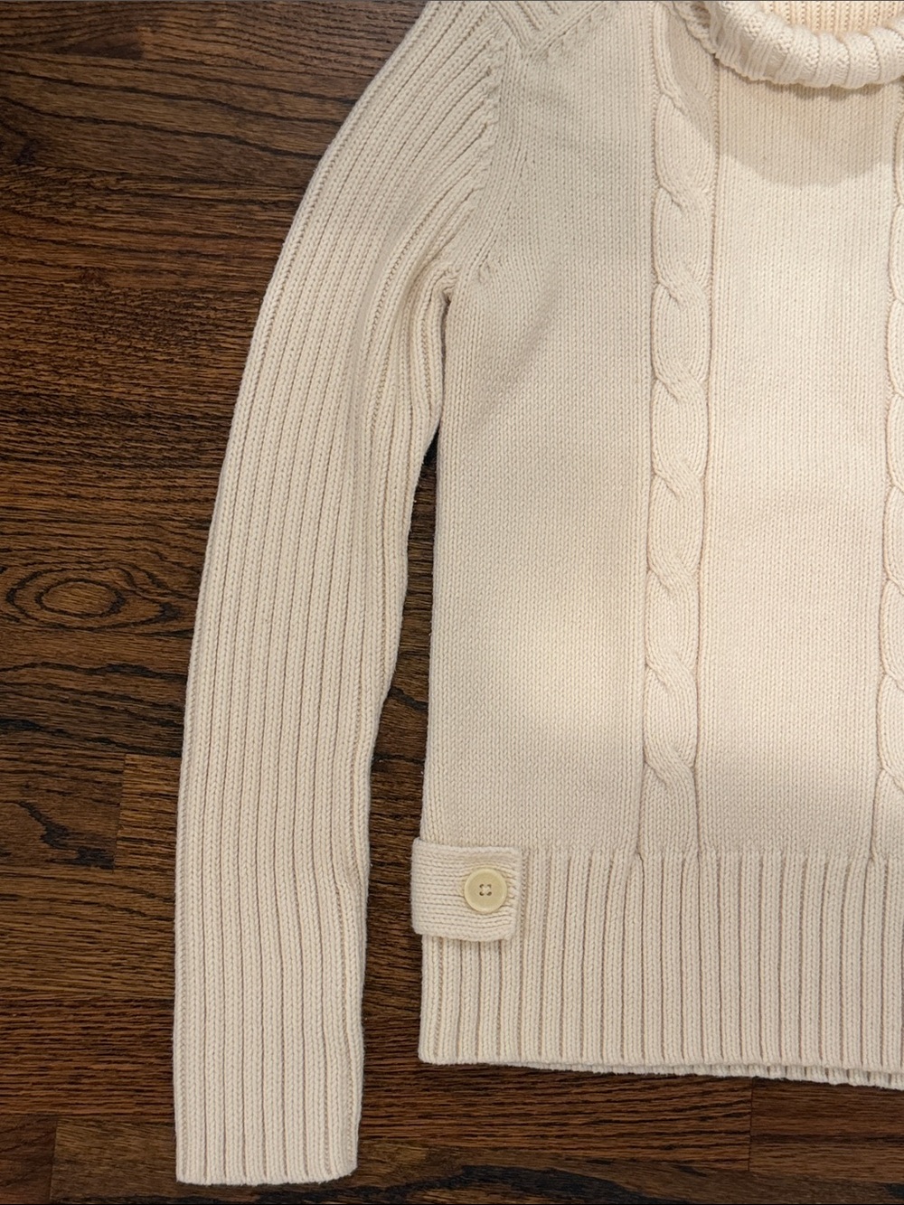 Tommy Hilfiger Cream Cable-Knit Turtleneck Sweater - Picture 5 of 9
